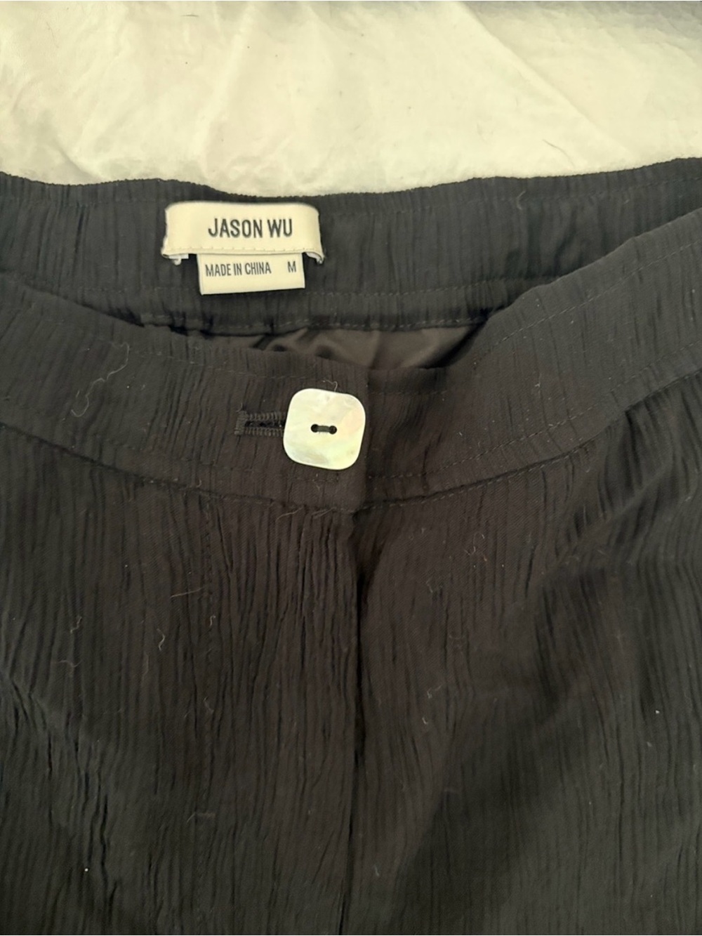 Jason Wu Black Wide-Leg Pants with Matching Cropped Button Top - Picture 2 of 3